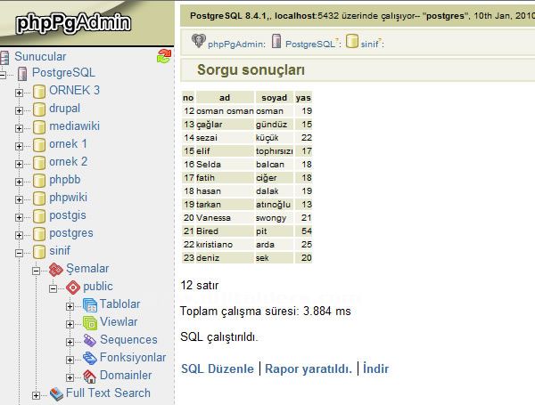 Postgresql Where Kullanımı
