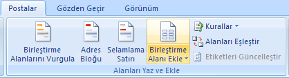 Ms Word 2007de Adres Mektup Birleştirme İşlemleri